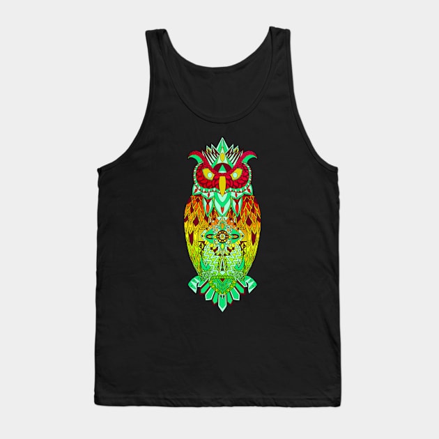 red bright night owl ecopop Tank Top by jorge_lebeau